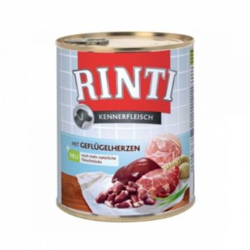RINTI, XS-XL, Inimi de Pui, conservă hrană umedă fără cereale câini, (în suc propriu), 800g