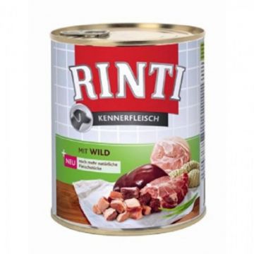 RINTI, XS-XL, Vânat, conservă hrană umedă fără cereale câini, (în suc propriu), 800g