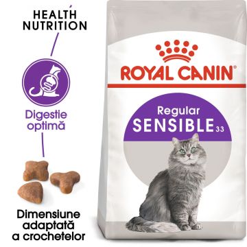 Royal Canin Sensible Adult, hrană uscată pisici, digestie optimă, 4kg