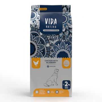 VIDA NATIVA Freedom, M-XL, Pui și afine, hrană uscată fără cereale câini, 2kg