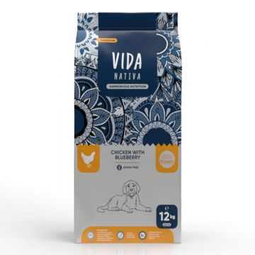 VIDA NATIVA Freedom, M-XL, Pui și afine, hrană uscată fără cereale câini junior, 12kg