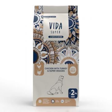 VIDA SUPER, M-XL, Pui, Curcan și Legume, hrană uscată câini, 2kg VIDA SUPER, M-XL, Pui, Curcan și Legume, hrană uscată câini, 2kg