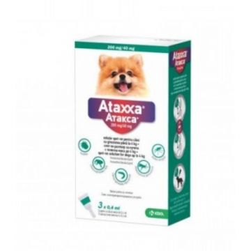 ATAXXA 100, deparazitare externă câini, pipetă repelentă ATAXXA 40, deparazitare externă câini, pipetă repelentă, XS(< 4kg), 3buc