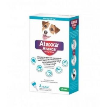 ATAXXA 100, deparazitare externă câini, pipetă repelentă, S(4 - 10kg), 3buc ieftin