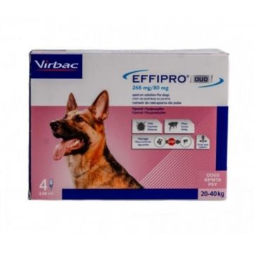 EFFIPRO Duo SD, deparazitare externă câini, pipetă repelentă, M-L(20 - 40kg), 4buc ieftin