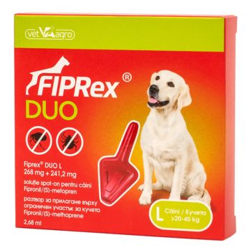 FIPREX Duo, deparazitare externă câini, pipetă repelentă, L(20 - 40kg), 1buc