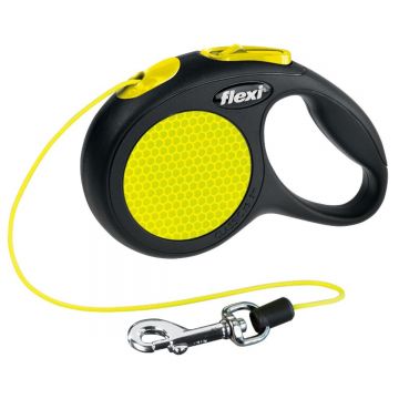 FLEXI Neon, lesă retractabilă câini, șnur FLEXI Neon XS, lesă retractabilă câini, 8kg, șnur, 3m, neon de firma originala