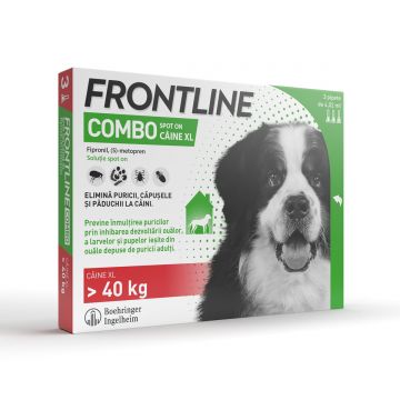 Frontline Combo, soluție spot-on antiparazitara, caini FRONTLINE Combo, spot-on, soluție antiparazitară, câini 40-60kg, 3 pipete ieftin