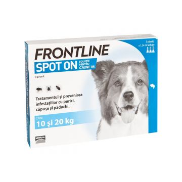 FRONTLINE Spot-On, soluție antiparazitară, câini 10-20kg, 3 pipete ieftin