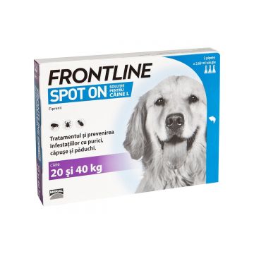 FRONTLINE Spot-On, soluție antiparazitară, câini 20-40kg, 3 pipete de firma original