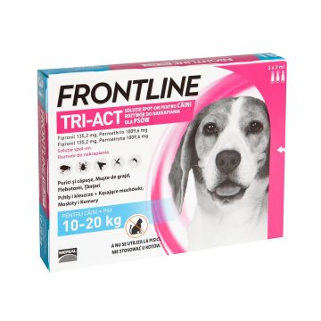 Frontline Tri-Act, solutie spot-on antiparazitară, câini FRONTLINE Tri-Act, spot-on, soluție antiparazitară, câini 10-20kg, 3 pipete ieftin