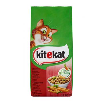 KITEKAT, Vită și legume, hrană uscată pisici, 12kg