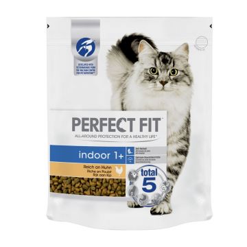 PERFECT FIT Cat Indoor, Pui, hrană uscată pisici, 750g