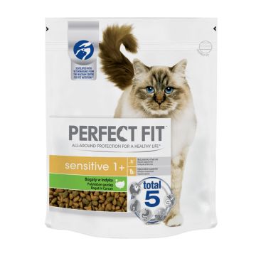 PERFECT FIT Cat Sensitive, Curcan, hrană uscată pisici, sensibilitati digestive, 750g