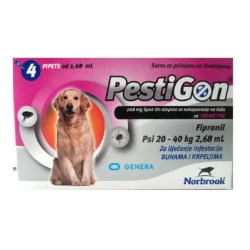 Pestigon Dog L, 20-40 kg, 4 pipete de firma original