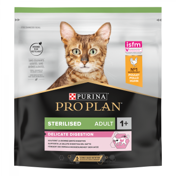 PURINA Pro Plan Sterilised OptiDigest, Pui, hrană uscată pisici sterilizate, 400g