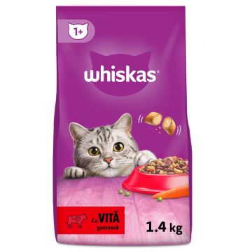 WHISKAS Adult, Vită, hrană uscată pisici, 1.4kg